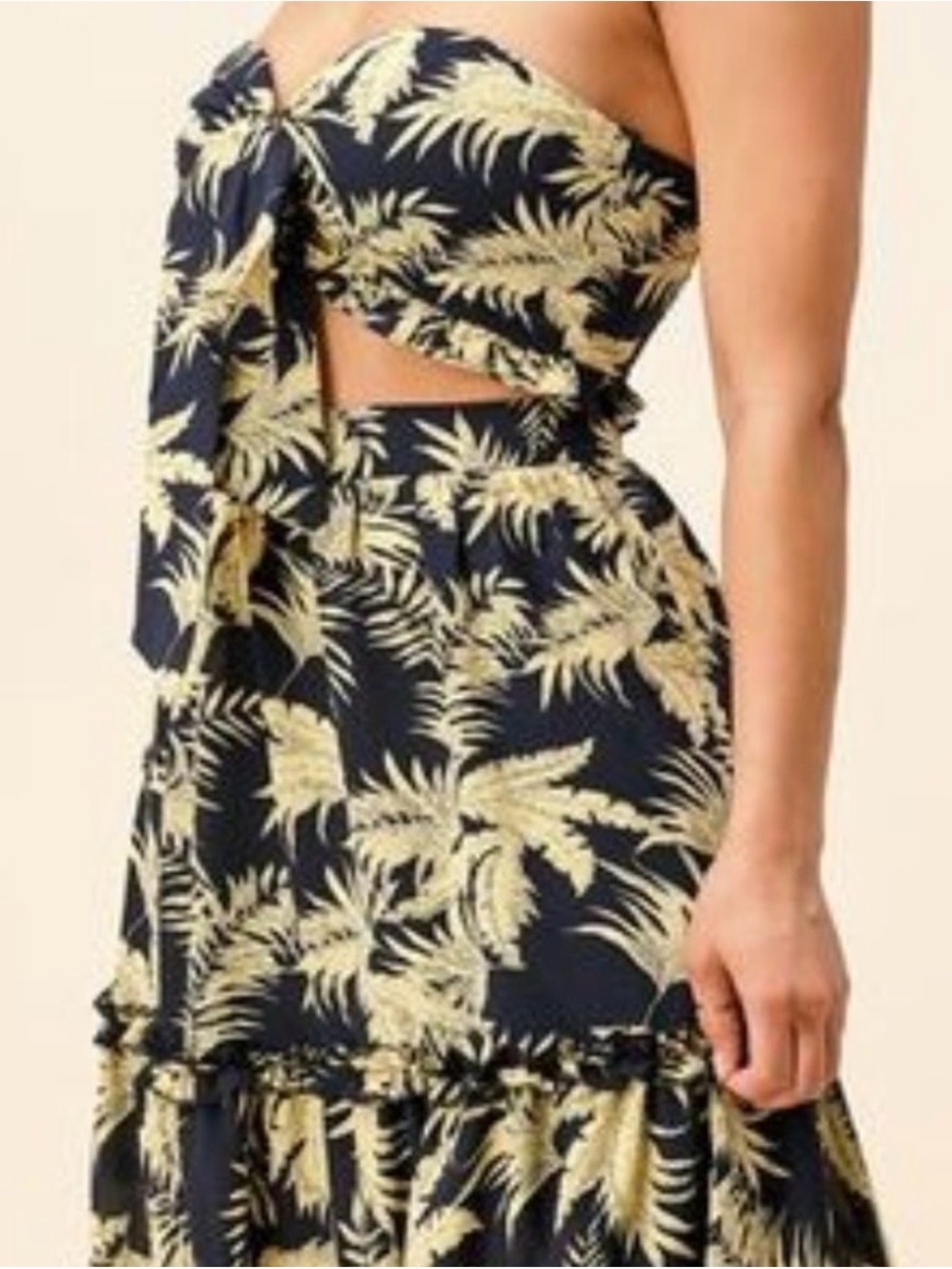 NWT The Sang Floral Tie-Front Navy & Yellow Tropical Maxi Skirt Women’s Size 1X